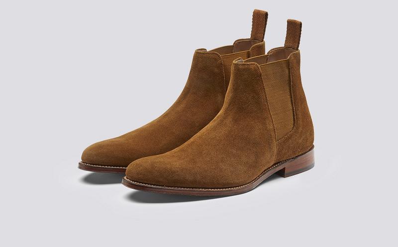 Grenson Declan Mens Chelsea Boots - Brown Suede on a Leather Sole HM5023
